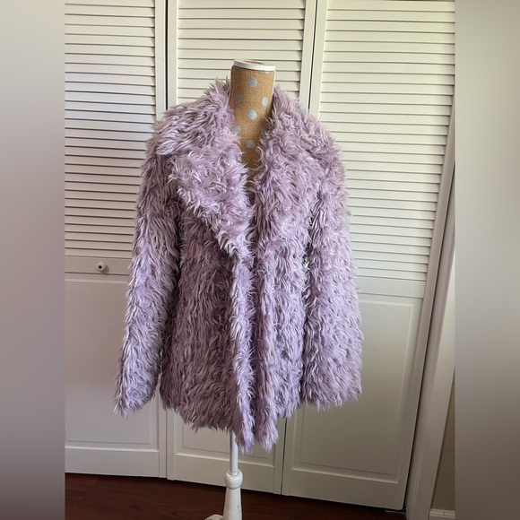 Avec Les Filles Jackets & Blazers - Avec Les Filles Purple Furry coat Burning man ready